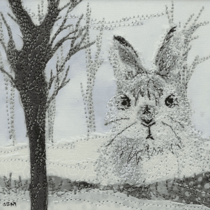 Alternative view of Framed Fiber Collage - Snowshoe Hare