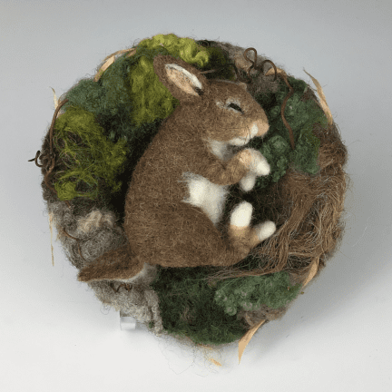 Needle Felted Sleeping Baby Bunny