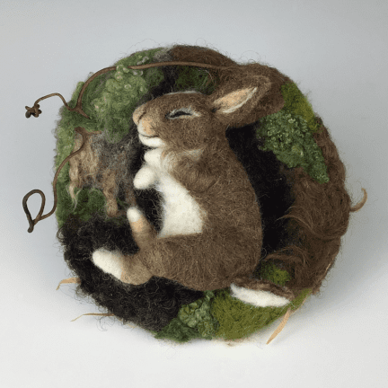Needle Felted Sleeping Baby Bunny