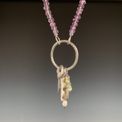 Alternative view of Long Amethyst Charm Necklace