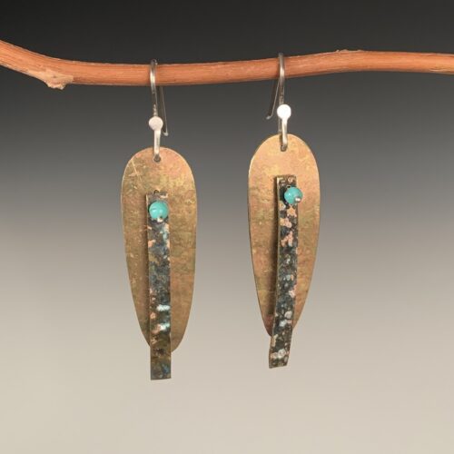 Brass Earrings with Turquoise Beads