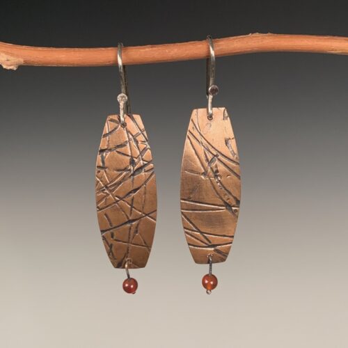 Copper Earrings with Carnelian Beads