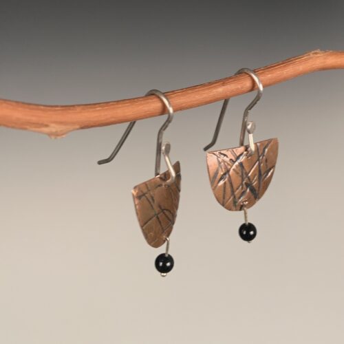 Alternative view of Copper Earrings with Onyx