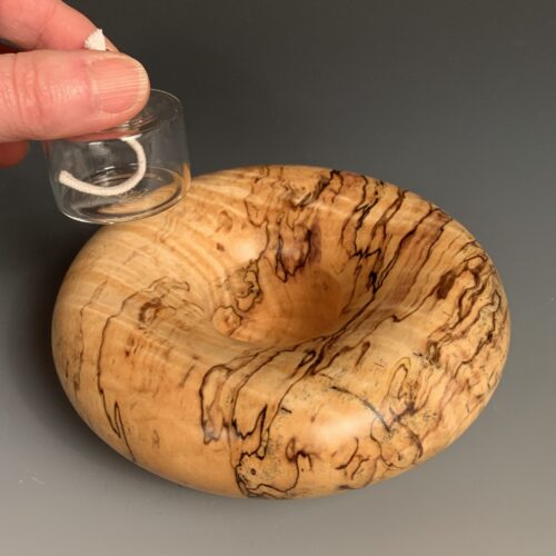 Alternative view of Dancing Oil Lamp - Spalted Maple