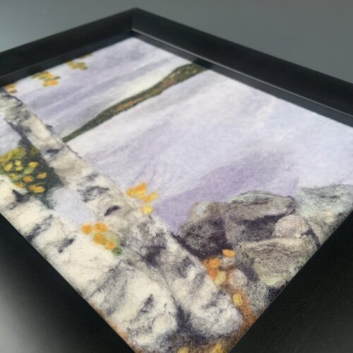 Alternative view of "Twin Birches" Felted Wool Artwork