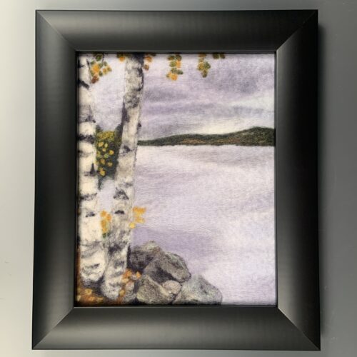 "Twin Birches" Felted Wool Artwork