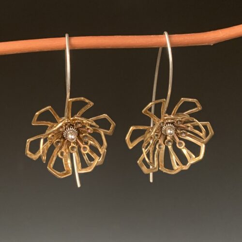 Bronze and Silver Flower Earrings