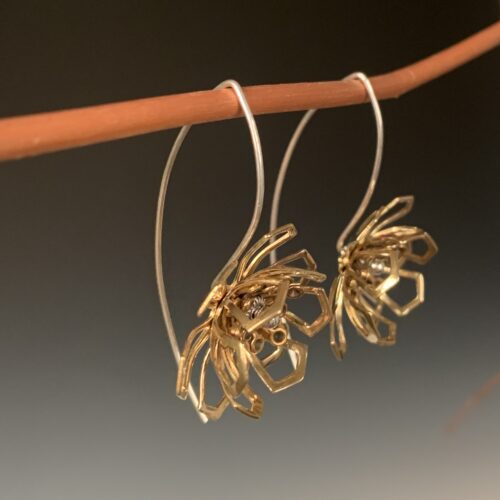Alternative view of Bronze and Silver Flower Earrings