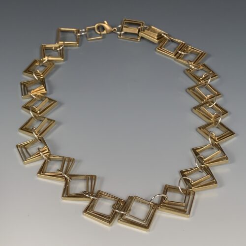 Brass and Sterling Silver "Squares" Necklace