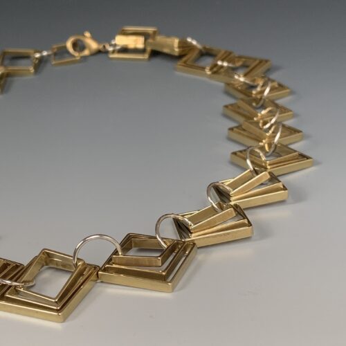 Alternative view of Brass and Sterling Silver "Squares" Necklace