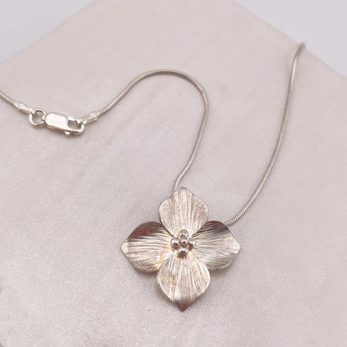 Alternative view of Sterling Silver Dogwood Blossom Necklace