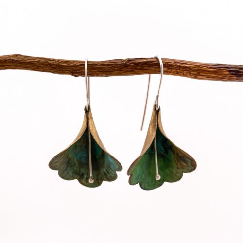 Brass & Sterling Weigela Dangle Earrings