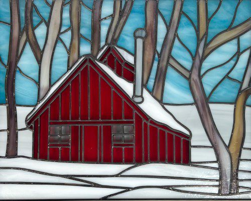 Alternative view of Stained Glass Sugar Shack in the Woods