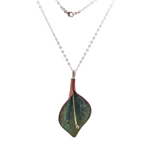 Copper and Sterling Peace Lily Pendant