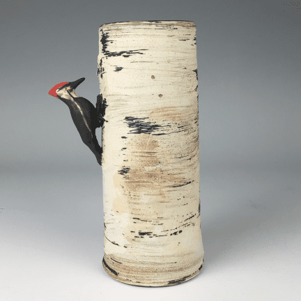 Alternative view of Woodpecker Birch Vase