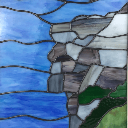 Alternative view of Stained Glass Old Man of the Mountain Panel