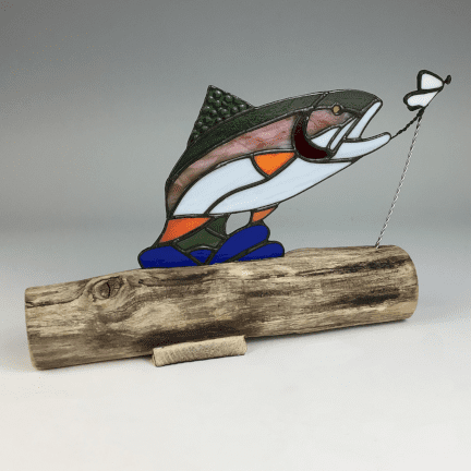 Alternative view of Stained Glass Trout on Driftwood