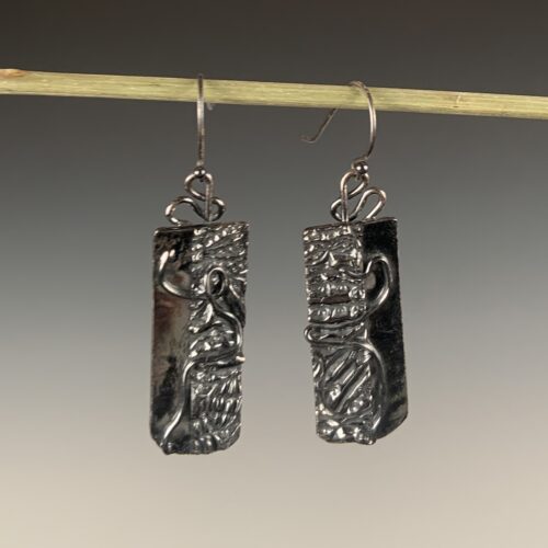 Fine Silver Earrings with Dark Patina