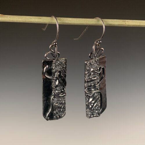 Alternative view of Fine Silver Earrings with Dark Patina