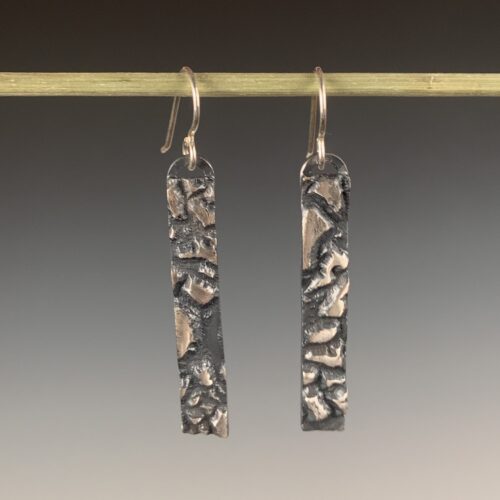 Long Textured Fine Silver Earrings