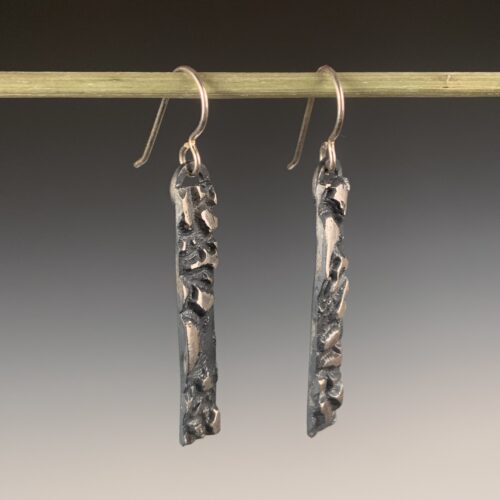 Alternative view of Long Textured Fine Silver Earrings