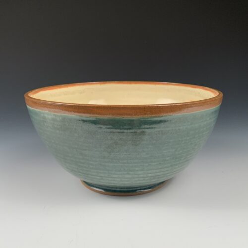 Dark Teal & Yellow Serving Bowl