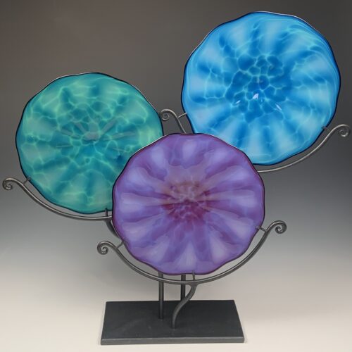 Hand Blown Glass and Wrought Iron Sculpture