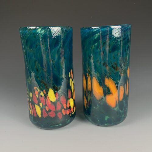 Colorful Handblown Glass Tumbler - Dark Teal