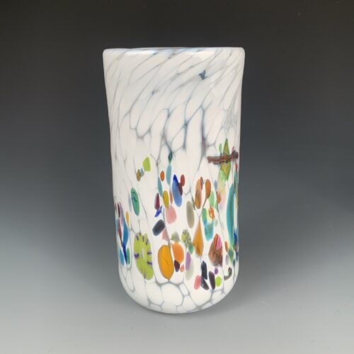 Alternative view of Colorful Handblown Glass Tumbler - White