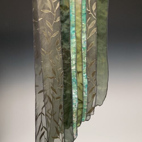 Alternative view of Hand Dyed Silk Collage Scarf - Olive Green