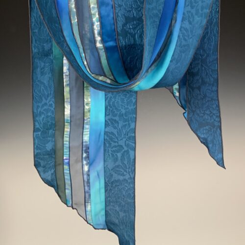 Hand Dyed Silk Collage Scarf - Dark Teal