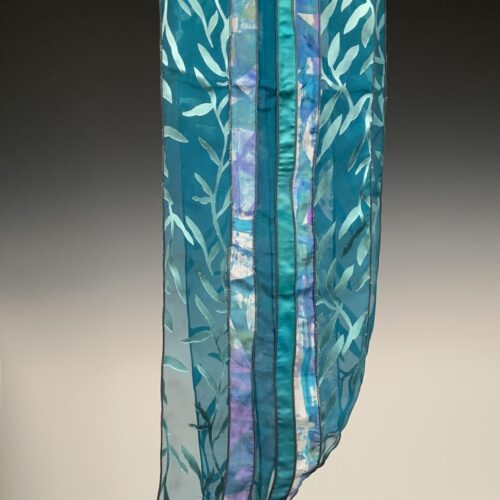 Alternative view of Hand Dyed Silk Collage Scarf -Teal