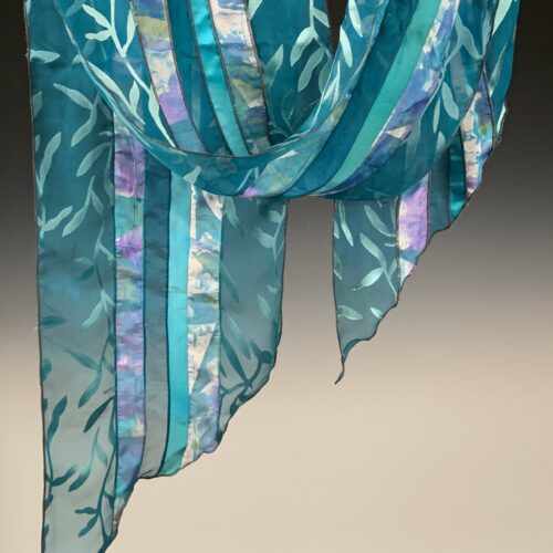 Hand Dyed Silk Collage Scarf -Teal