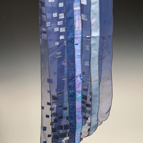Alternative view of Hand Dyed Silk Collage Scarf - Blue Squares