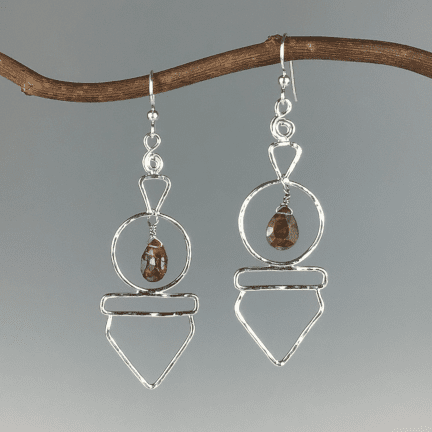 Train Earrings with Rutilated Quartz