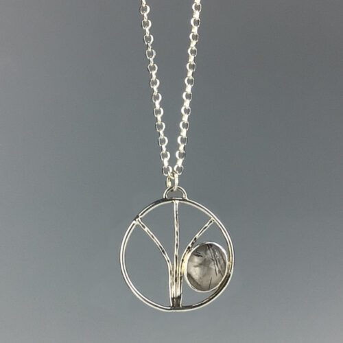 Alternative view of "Tall Grass" Pendant with Dendritic Quartz