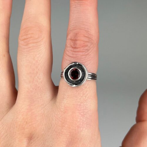 Alternative view of "Empty Nest" Ring with Garnet