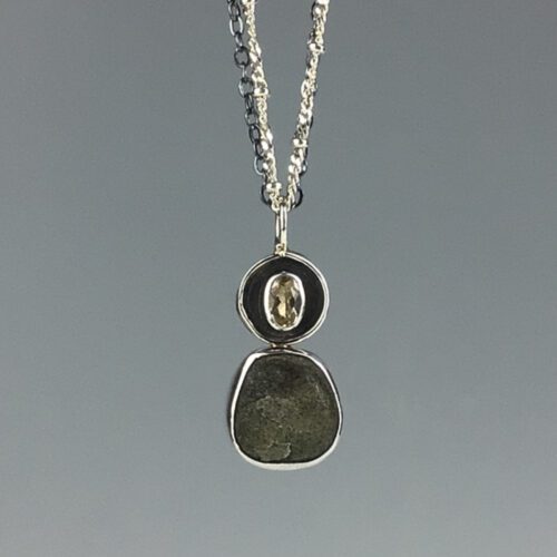 "Empty Nest" Pendant with Beach Stone & Topaz