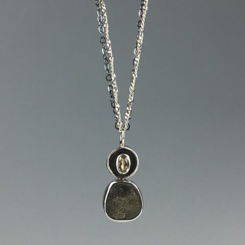 Alternative view of "Empty Nest" Pendant with Beach Stone & Topaz