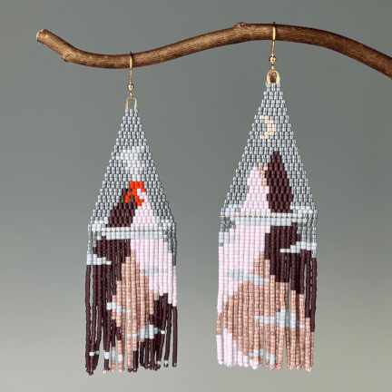 "Andean Volcanoes - Night" Beaded Earrings