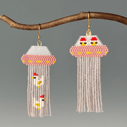 "Chicken Abduction" Beaded Earrings
