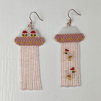 Alternative view of "Chicken Abduction" Beaded Earrings