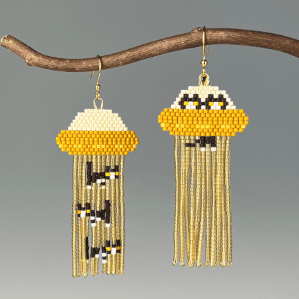 "Kitty Abduction" Beaded Earrings