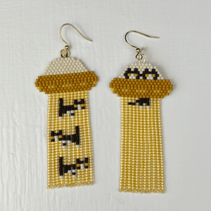Alternative view of "Kitty Abduction" Beaded Earrings