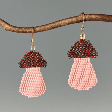 Medium Mushroom Beaded Earrings