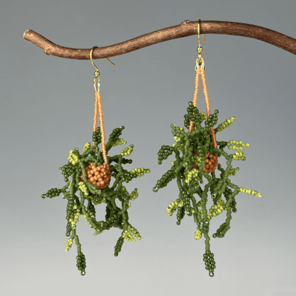 Pothos Plant Beaded Earrings