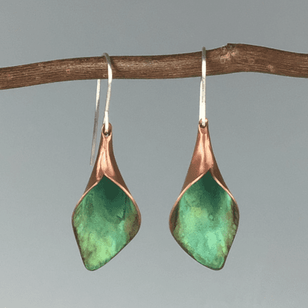 Patina & Copper Calla Lily Earrings