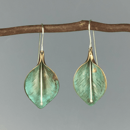 Patina & Brass Peace Lily Earrings