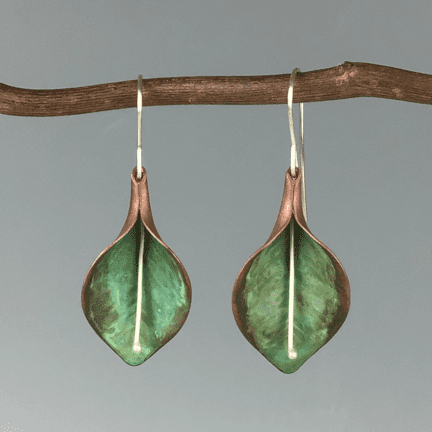 Patina & Copper Peace Lily Earrings