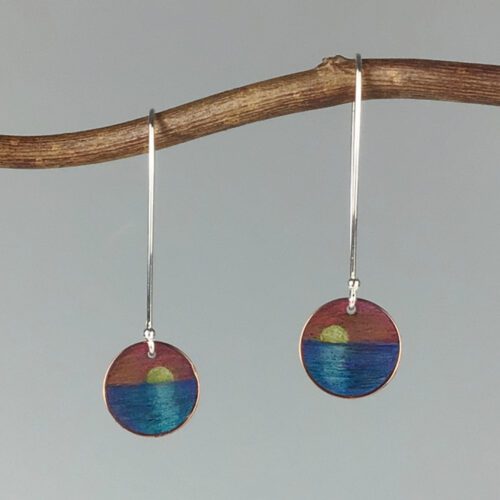 Hand-Colored Ocean Scene Earrings